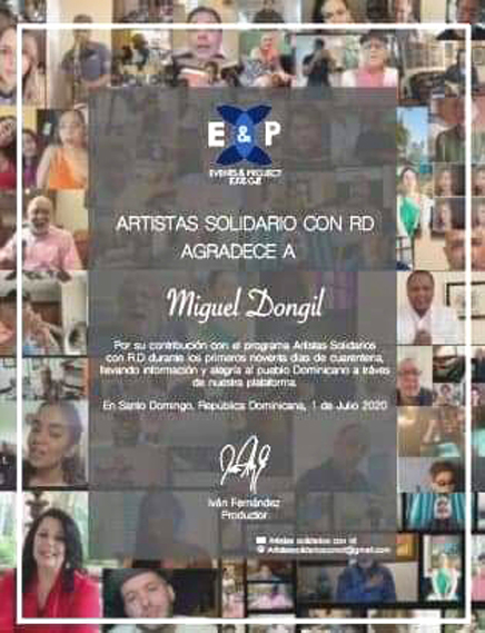 Reconocimiento Artistas Solidarios 2020