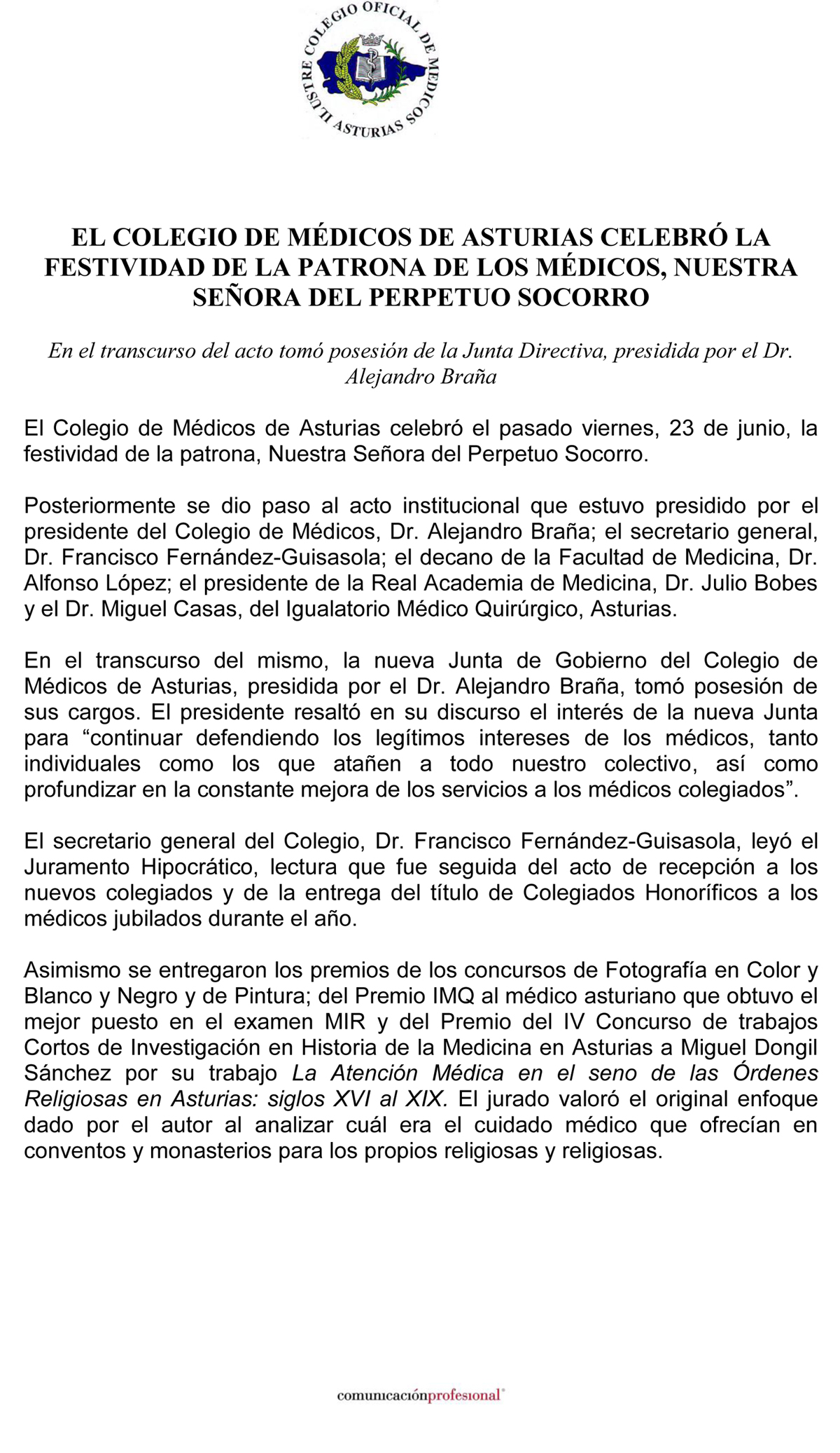 Comunicado del 26 junio de 2017
