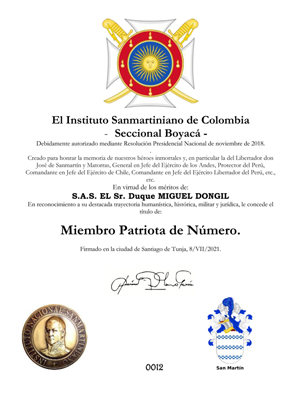 Miembro Patriota de Número 2021