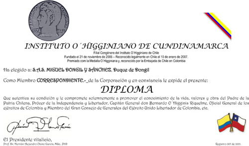 Miembro Correspondiente Instituto O´Higgins 2021